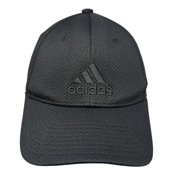 Adidas Fitted Baseball Cap Black Medium Lightweight Embroidered 6 Panel A-Flex - Picture 1 of 10
